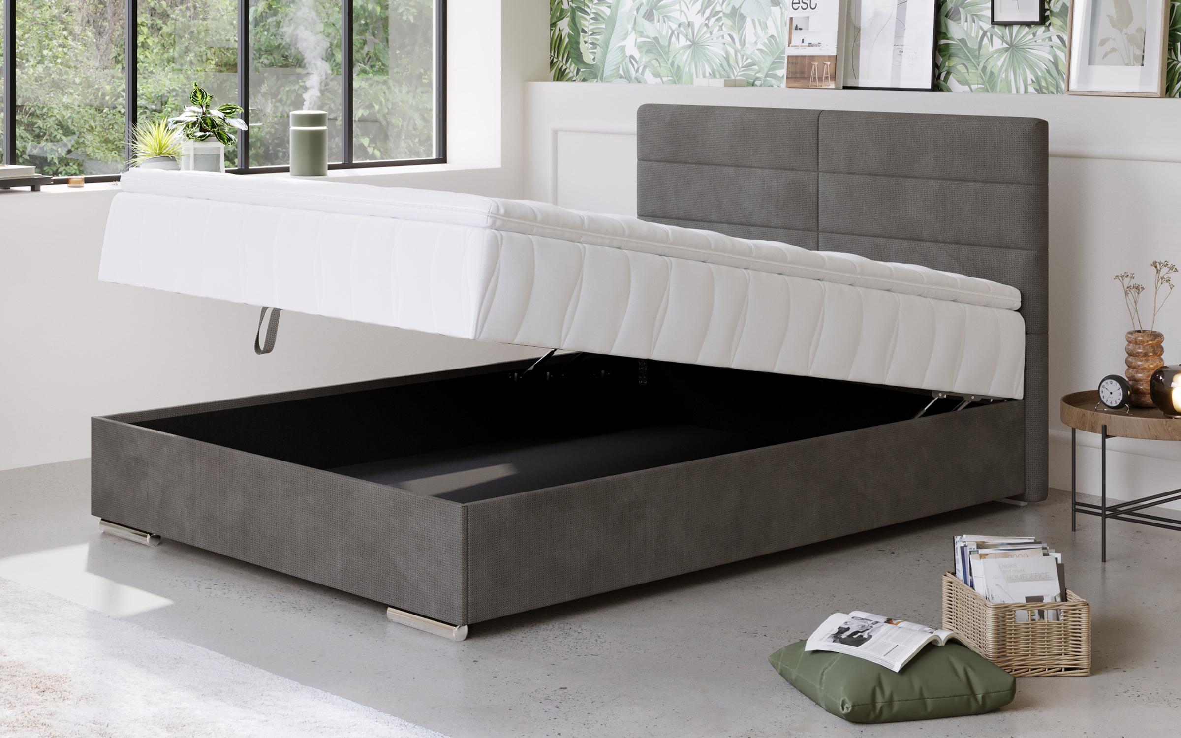 Κρεβάτι Boxspring + ανώστρωμα Vindi  120/200, γκρι  2